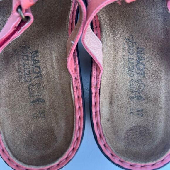 Naot Sandals Coral Womens US 6 EU 37 Leather Slip On Leather Wedge Comfort Pink - Picture 6 of 8